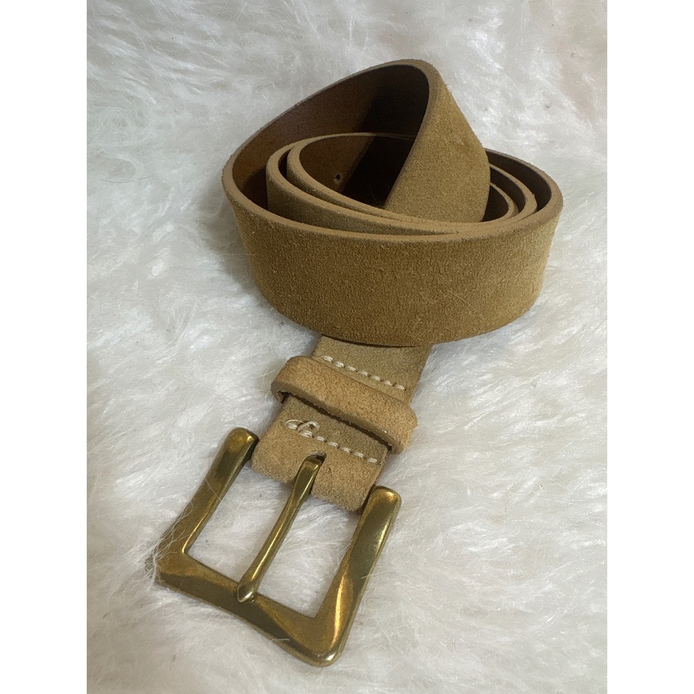 Gap Belt Womens 32 Suede Tan Brass Buckle USA Excellent Classic Basic Boho